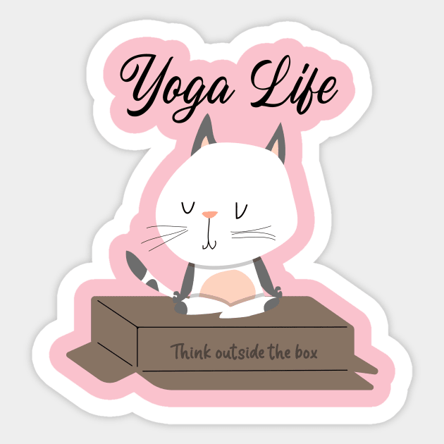 Yoga Cat / Yoga Life / Yoga Training T-shirt / Cute Cat Doing Yoga / Think Outside The Box Sticker by Redboy